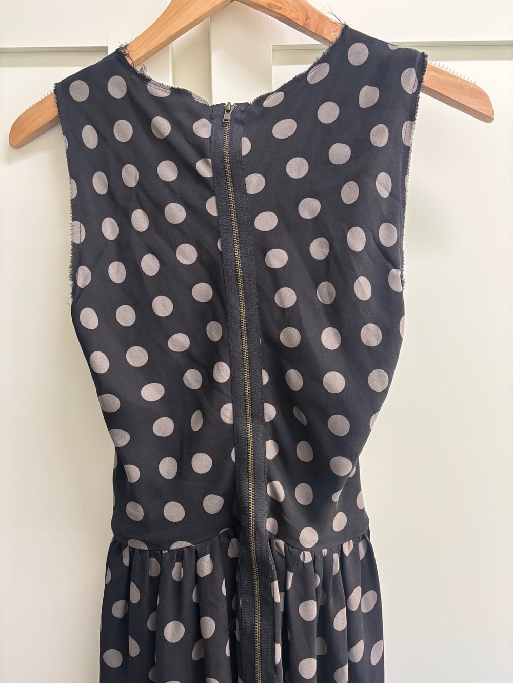 Ulla Johnson Silk Polka Dot Dress Black Beige Asymmetrical Midi size 2/4 w/ flaw - Picture 5 of 8